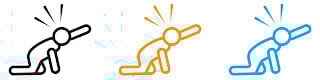 Stick man crawling in pain