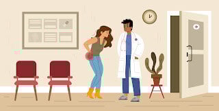 Woman pain with doctor