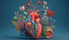 clay heart made up of flowers