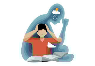 cloud over man with hands on head in despair