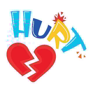 heart with word hurt over it