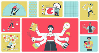 woman multitasking